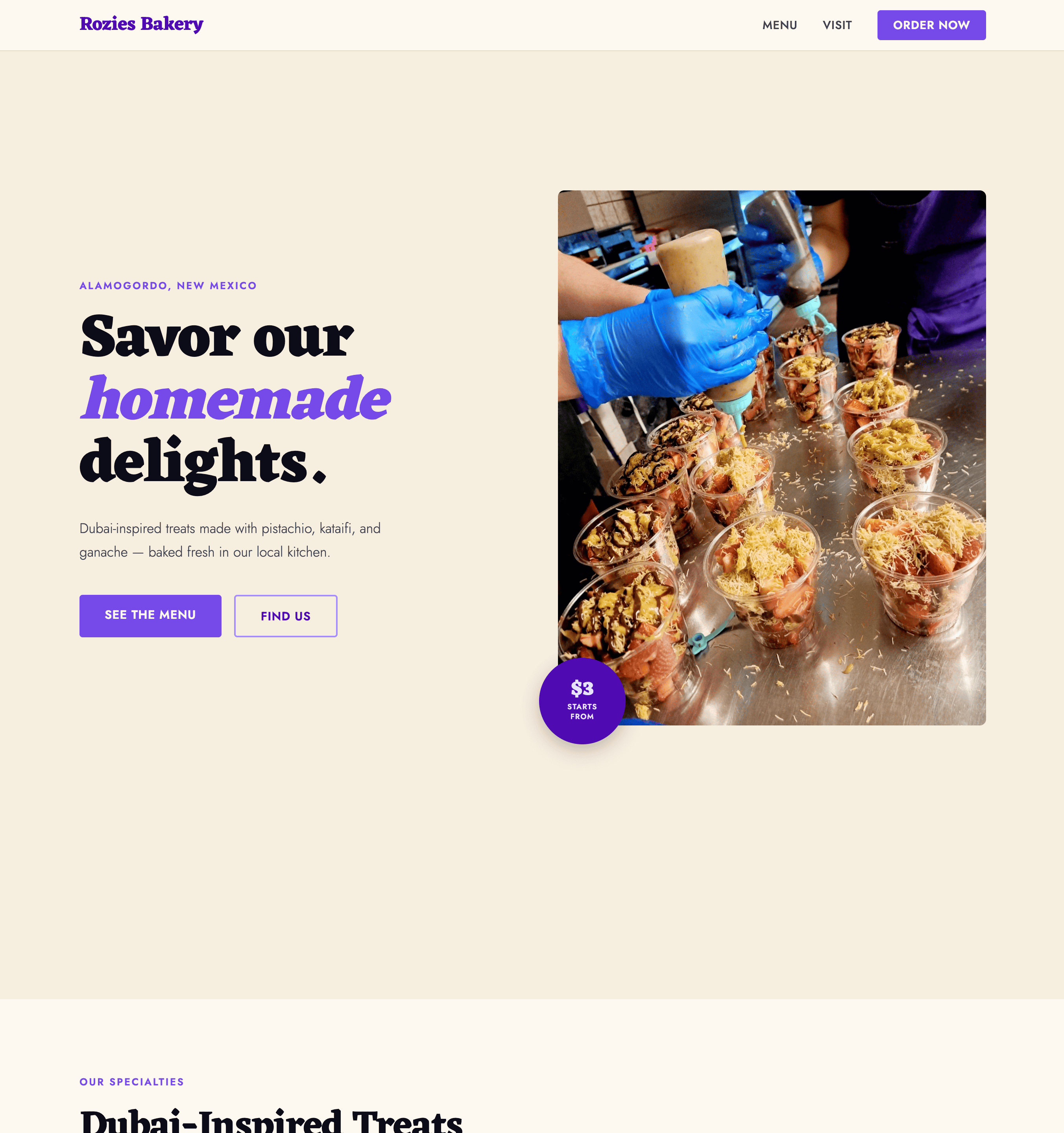Rosie's Bakery website after redesign by GlowPitch