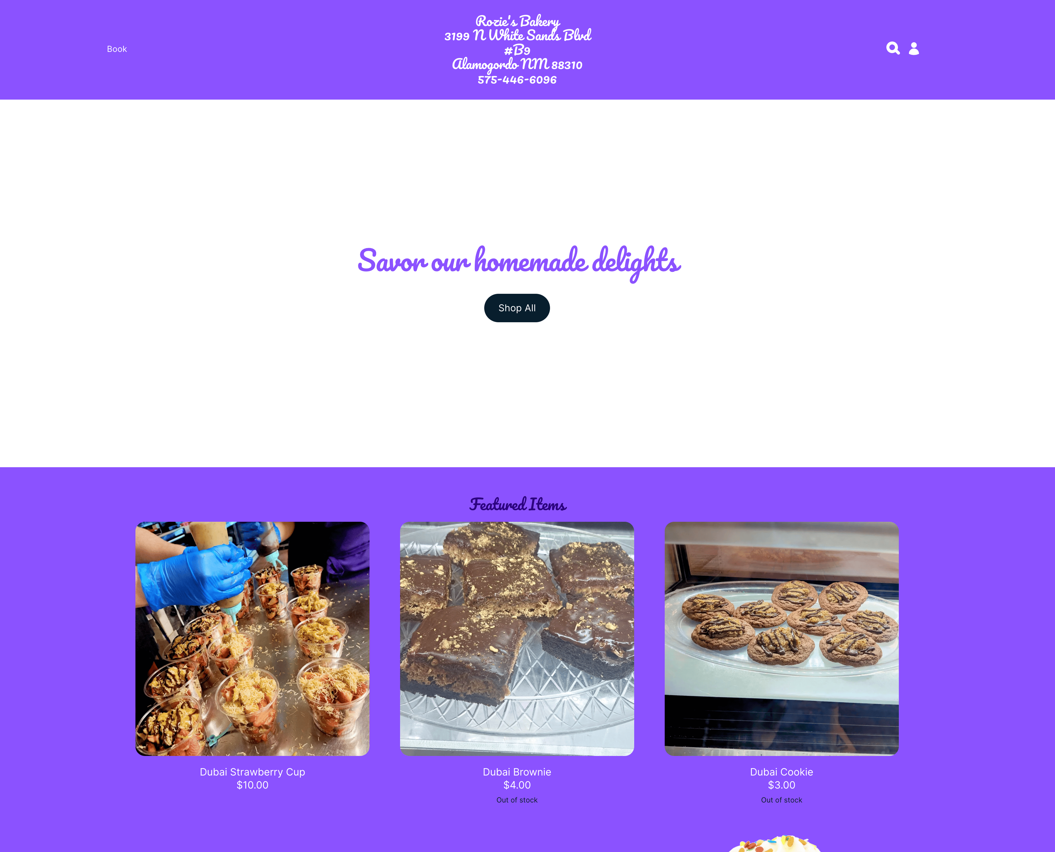 Rosie's Bakery website before redesign